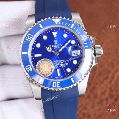 Swiss Quality Rolex Submariner Date Watch Citizen 8215 Blue Oysterflex Rubber Band-Best Rolex Submariner Replica Watch